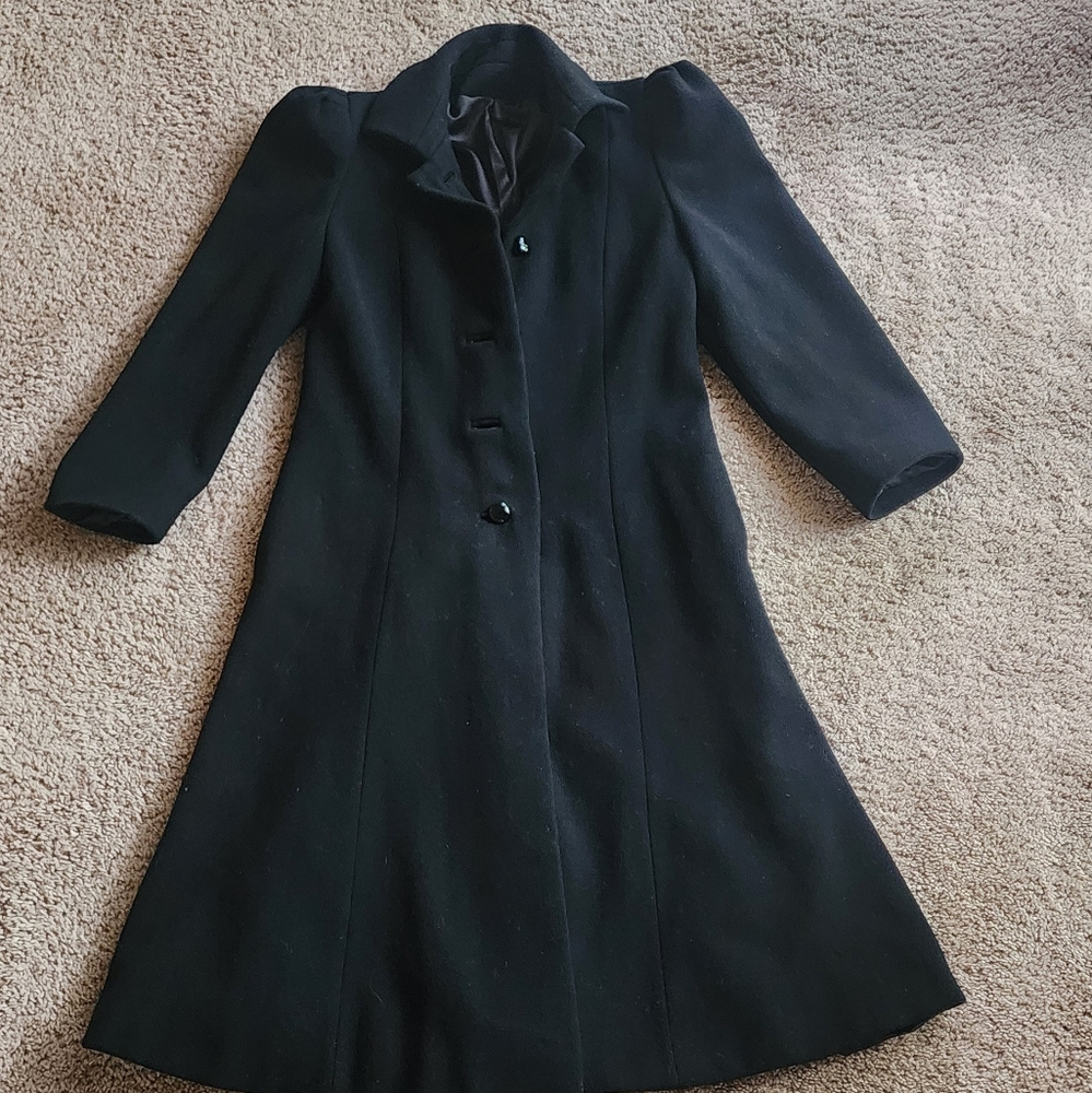 Montaldo's Nipan Coature Vintage Wool Elegant Black Long Coat Sz 10 - Picture 14 of 16